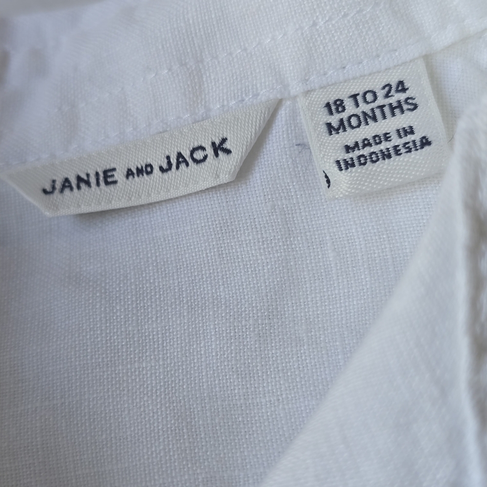 Janie & Jack Boy's White Shirt and Cream Pants Set - Picture 6 of 16